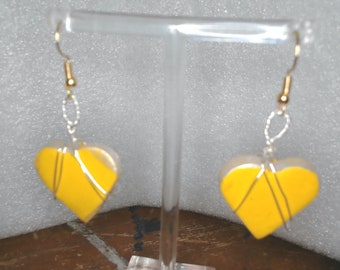 Hand Painted Porcelain Heart Earrings
