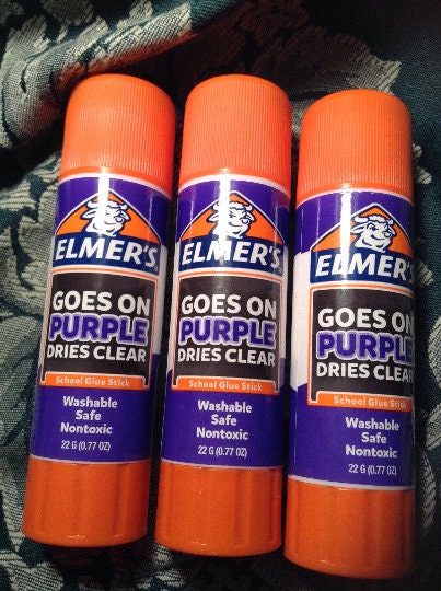 Three Small 4oz. Elmer's Purple Glue Bottles no Glitter Dries Clear 