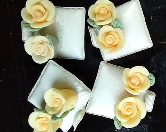 Yellow Rose Stud Earrings