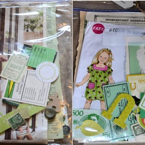 Grab Bag GREEN theme Ephemera, Scrapbook, Mixed Media Art, collage 60+items