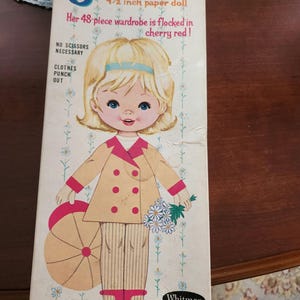 Vtg Gretchen Paper Doll 1966 in box with clothing items