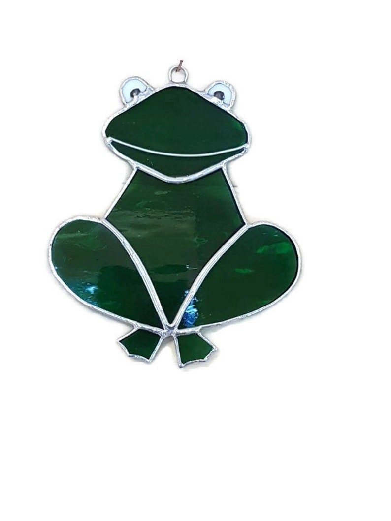 Stained Glass Frog Suncatcher Green Glass Frog Handmade Etsy