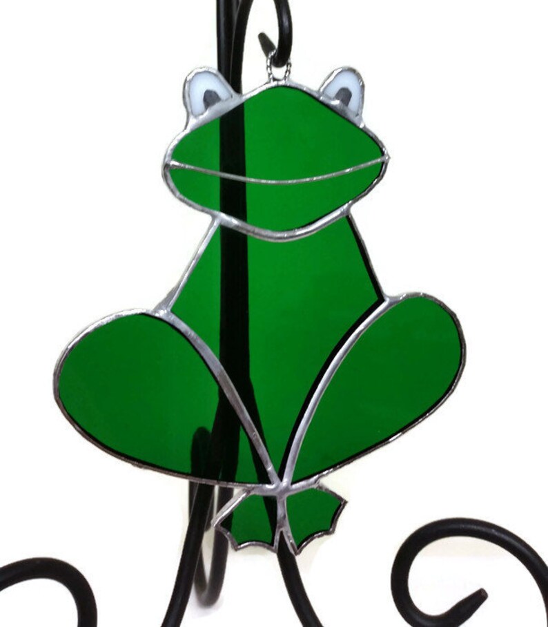Stained Glass Frog Suncatcher Green Glass Frog Handmade Etsy