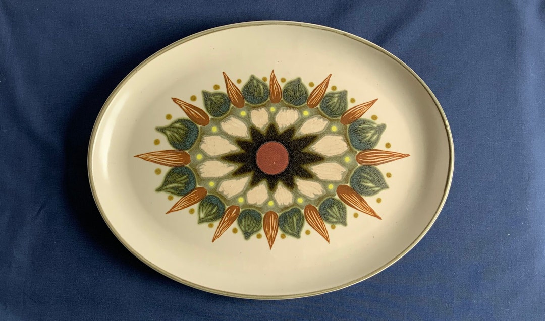 Vintage Denby Langley Platter / Oval Serving Plate Sherwood Pattern
