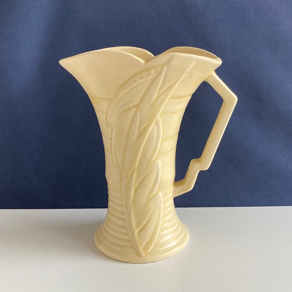 Vintage Art Deco Yellow Harford Jug Vase Arthur Wood Pottery England - Home Decor