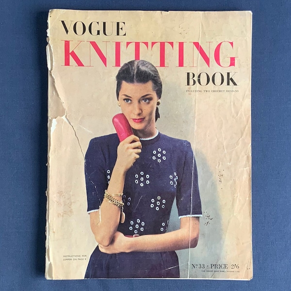 Original Vintage 1940s Vogue knitting pattern book No. 33 women's designer knitwear magazine U.K. edition 1948