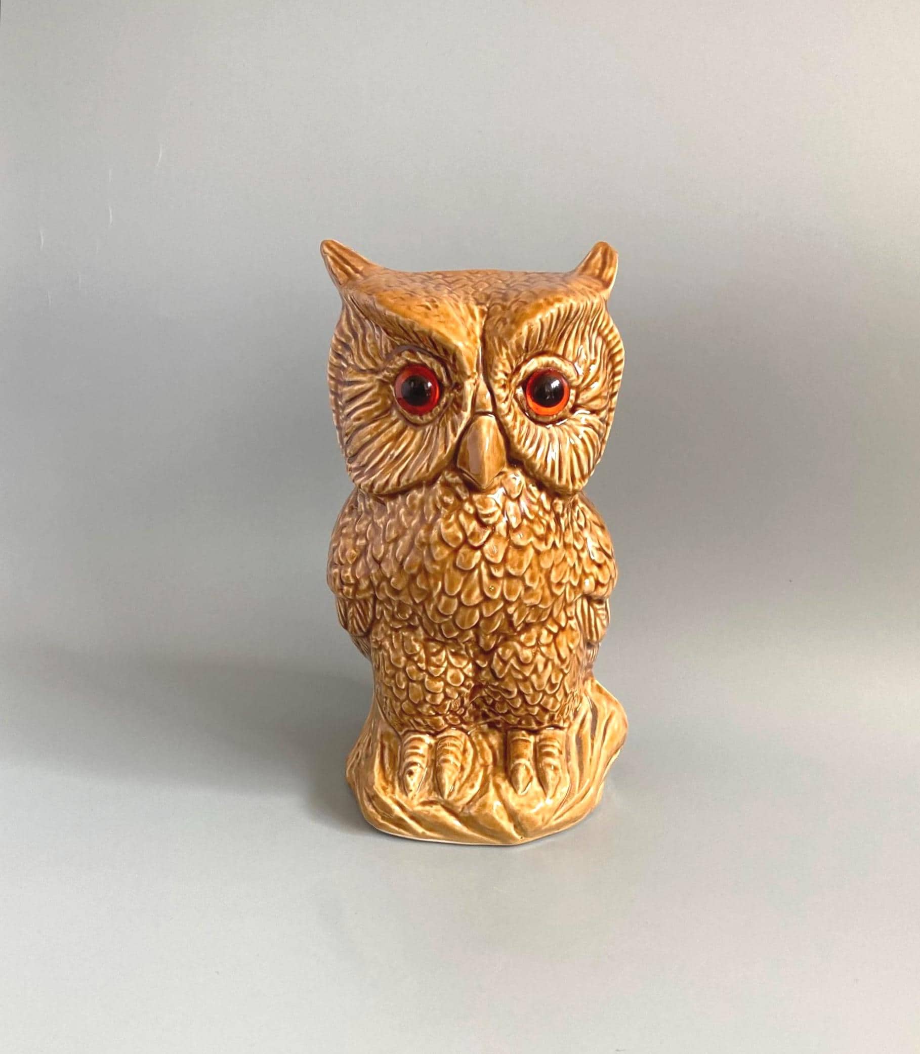 Vintage Owl figurine with glass eyes large 21cm high Bird