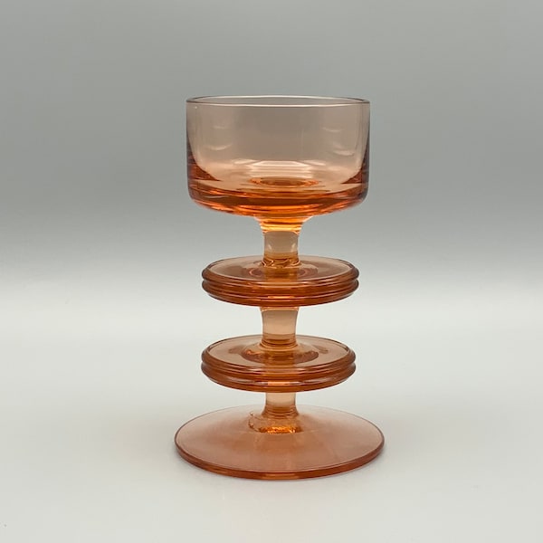 Wedgwood Topaz Amber Glass Sheringham Candle Holder Ronald Stennett-Willson design 5 inch candlestick Mid Century Modern