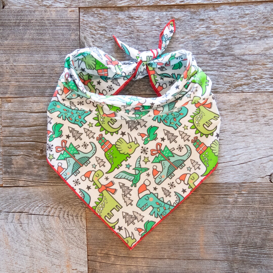 Christmas Holiday Dinosaurs Dog Bandana Tie on Dog Bandana Etsy