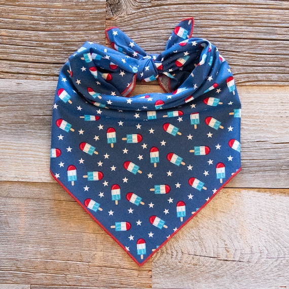 4th of July Dog Bandana, Patriotic Popsicles Bandana, Tie On Dog Bandana