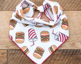 Hamburgers and Milkshakes Bandana, Cheeseburger, Tie On Dog Bandana