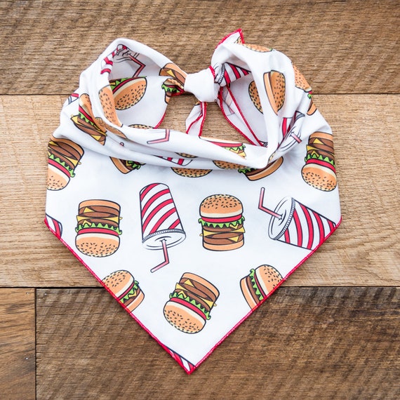 Hamburgers and Milkshakes Bandana, Cheeseburger, Tie On Dog Bandana