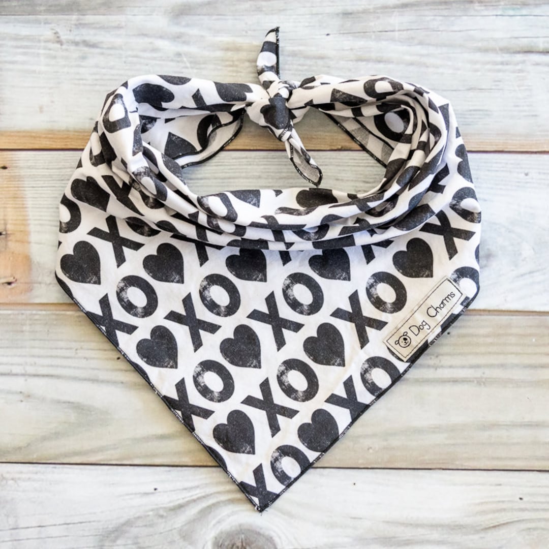 Black XOXO Dog Bandana Valentine's Day Tie on Dog Bandana Etsy