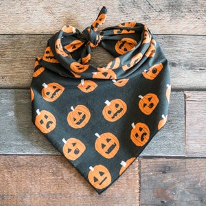 Jack-o-Lantern Dog Bandana, Halloween Dog Bandana, Pumpkins, Tie On Dog Bandana