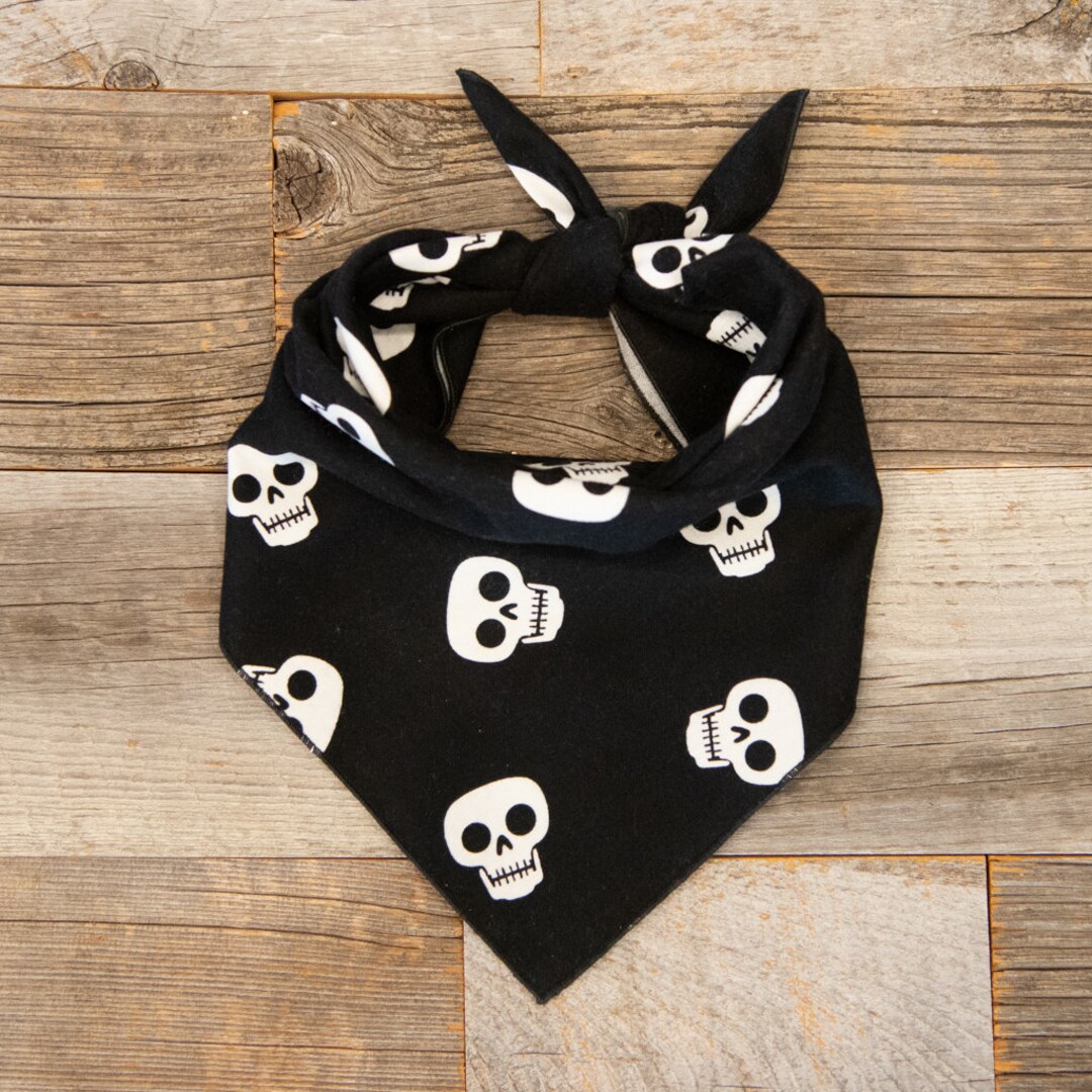 Skulls on Black Dog Bandana Halloween Dog Bandana Tie on Dog Etsy