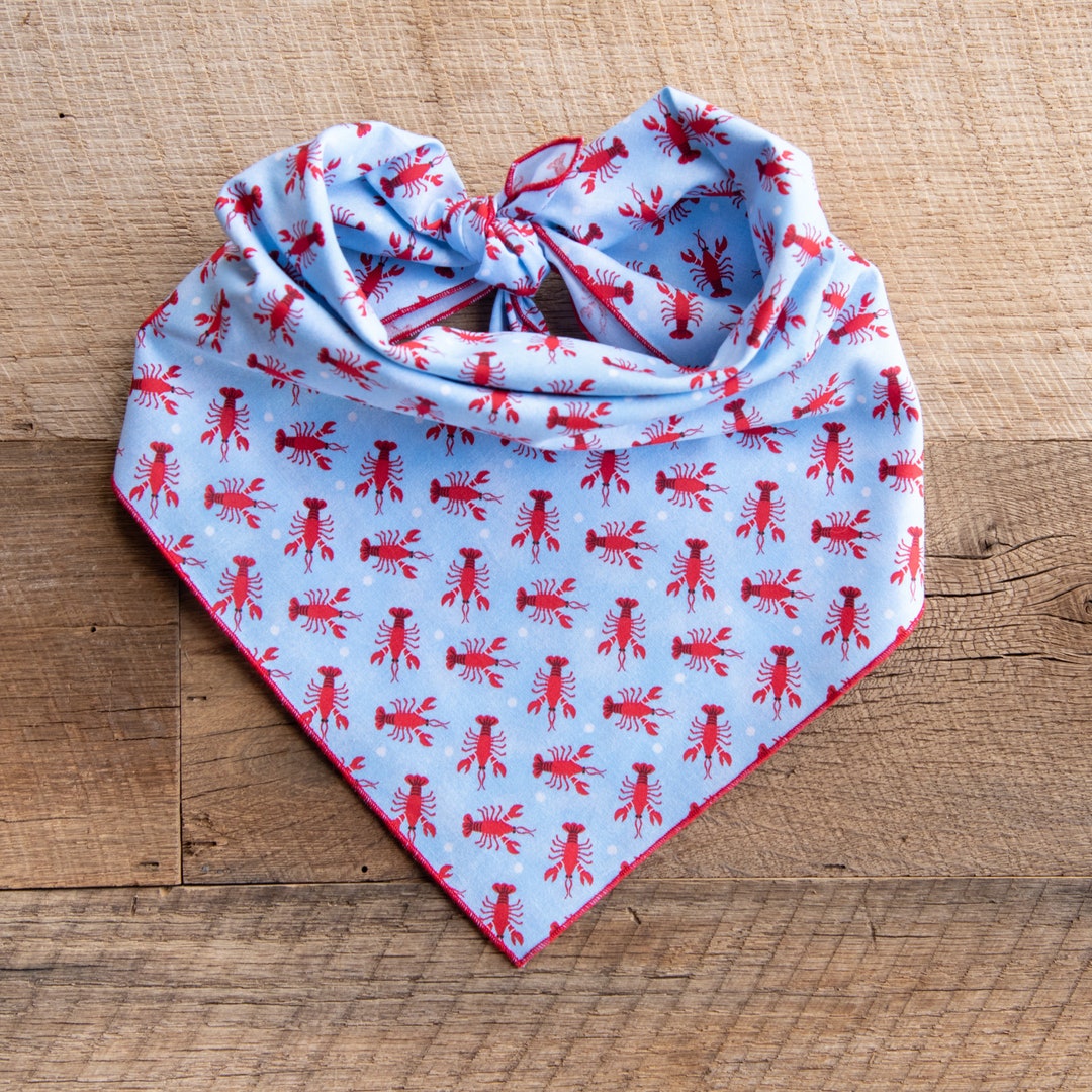 Lobster Dog Bandana, Lobsters on Blue Bandana, Tie on Dog Bandana Etsy