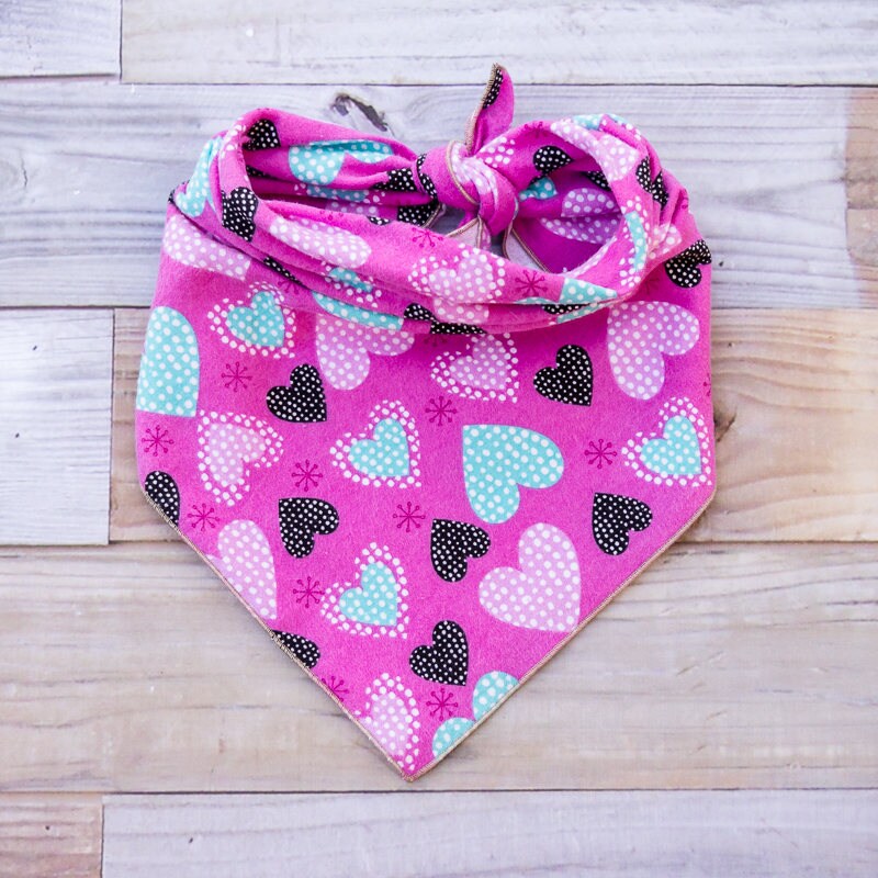 Valentine's Day Dog Bandana, Valentine Bandana, Pink Blue Black Hearts ...