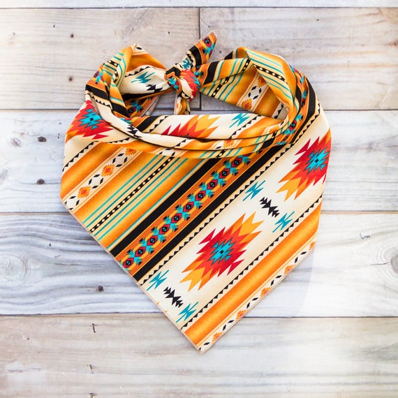 Tucson Gold Bandana, Southwestern Bandana, Tie On Dog Bandana