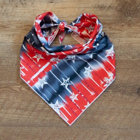 Stars & Stripes Tie Dye Dog Bandana, Tie On Dog Bandana