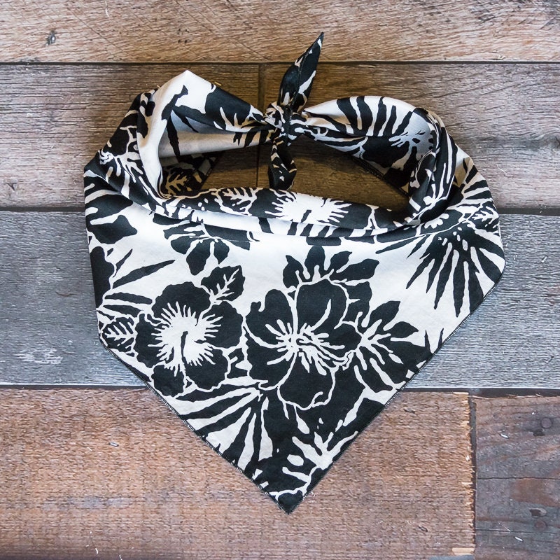 Hawaiian Dog Bandana Black & White Tropical Island Etsy