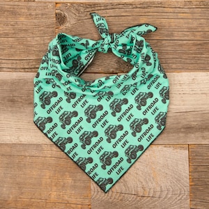 Offroad Life On Mint Dog Bandana, ATV Bandana, Adventure Dog Bandana, Tie On Dog Bandana