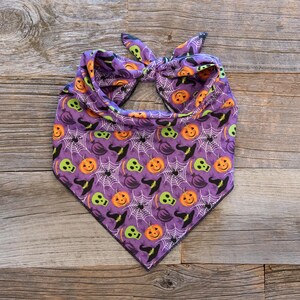 Creepy Things Halloween Dog Bandana, Tie On Dog Bandana