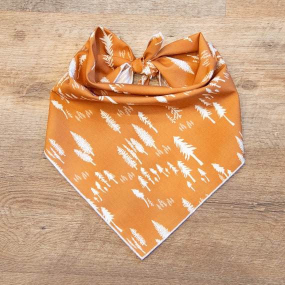 Cognac Timberland Trees Dog Bandana, Adventure Dog, Tie On Dog Bandana