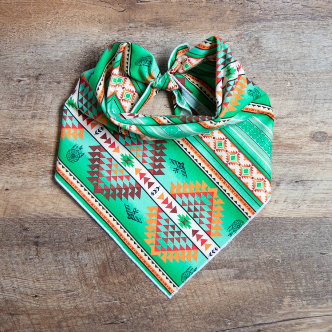 Southwestern Dog Bandana Tucson Stripe Green Tie on Dog Etsy