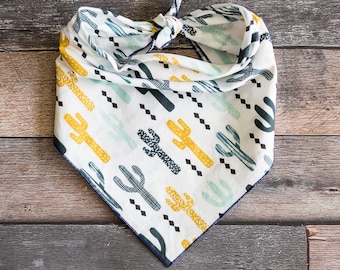 Mustard Mint Navy Cactus Dog Bandana