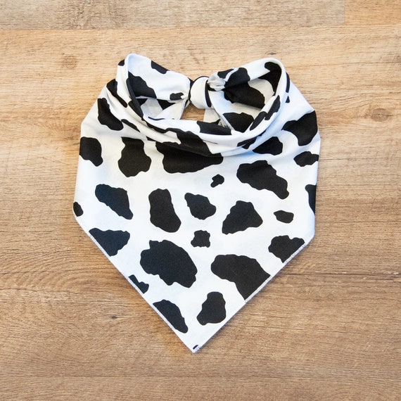 Cow Dog Bandana, Moo Bandana, Cowhide, Tie On Dog Bandana