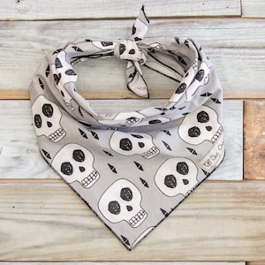 Skull Dog Bandana, Halloween Bandana, Tie On Dog Bandana