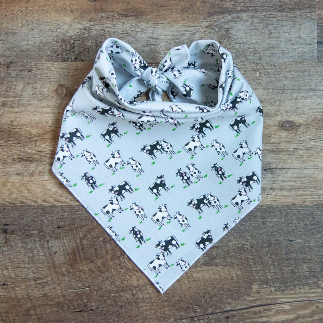Cows Bandana Cows on Gray Tie on Dog Bandana Etsy