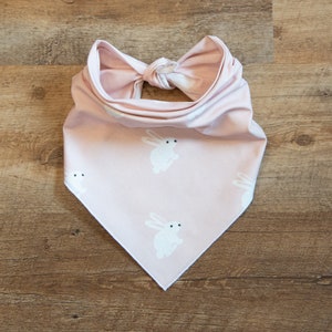 Pink Boho Bunnies Dog Bandana, Easter Bandana, Tie On Dog Bandana