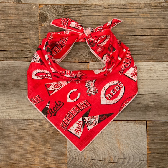 Cincinnati Reds Baseball Dog Bandana, Tie On Dog Bandana