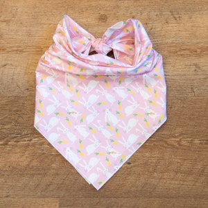Carrots & Bunnies on Pink, Easter Dog Bandana, Tie On Dog Bandana, Dog Scarf