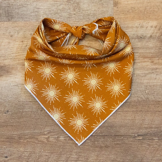 Copper Sun Dog Bandana, Sunshine Bandana, Tie On Dog Bandana