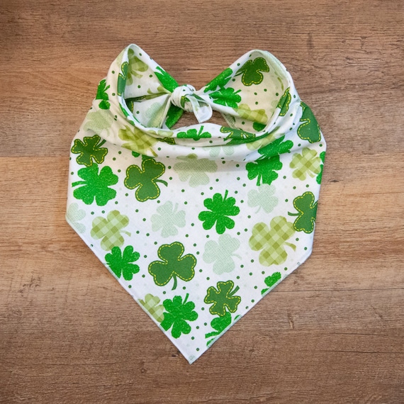 Shamrocks & Dots Dog Bandana, St. Patrick's Day, Tie On Dog Bandana