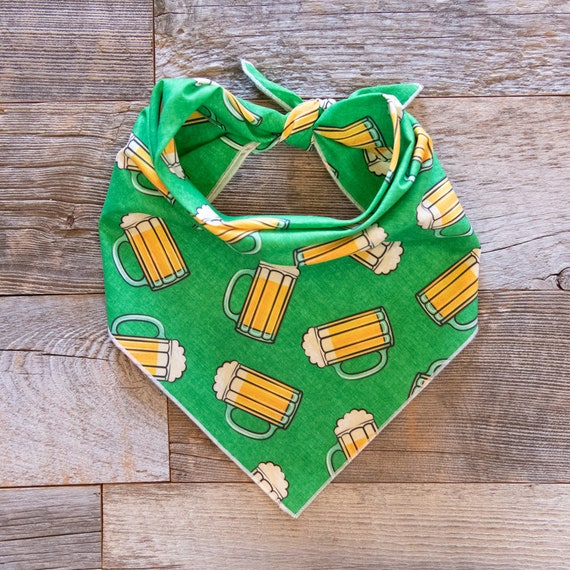 St Patrick's Day Mug of Beer Dog Bandana, Tie On Dog Bandana