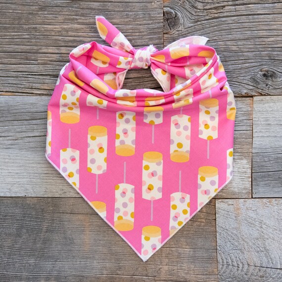 Hot Pink Popsicle Dog Bandana, Tie On Dog Bandana