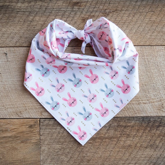 Pink & Blue Easter Bunny Dog Bandana, Tie On Dog Bandana