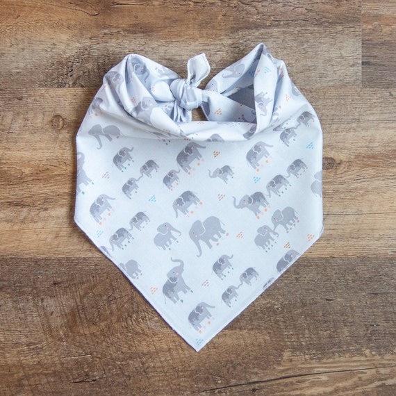 Elephants Bandana, Gray Elephants, Tie On Dog Bandana