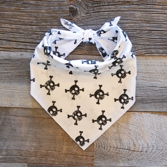 Skull & Crossbones Dog Bandana, Halloween Dog Bandana, Tie On Dog Bandana