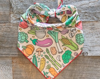 Vegetables Dog Bandana, Tie On Dog Bandana