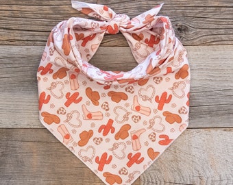 Pink Cowgirl Dog Bandana, Tie On Dog Bandana