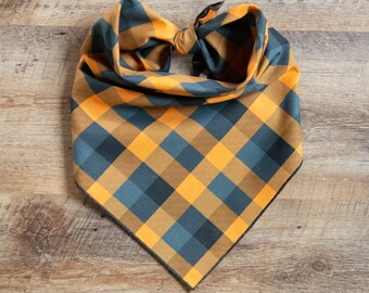 Black & Orange Plaid Dog Bandana