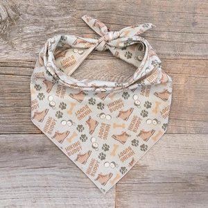 Hiking Buddy on Sage Green Dog Bandana, Tie On Dog Bandana