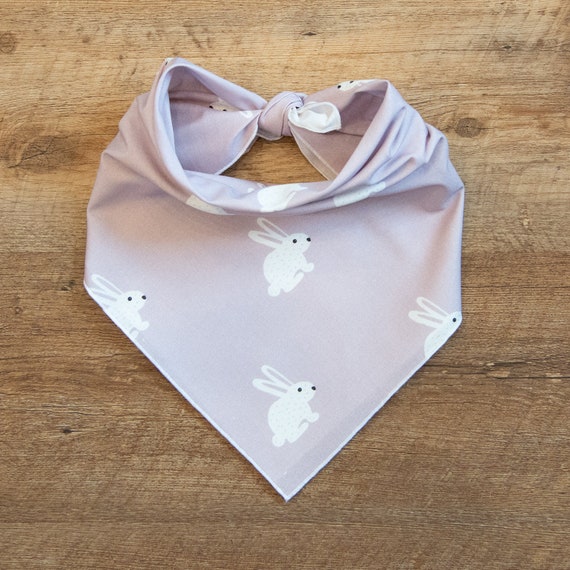 Lavender Boho Bunnies Dog Bandana, Tie On Dog Bandana