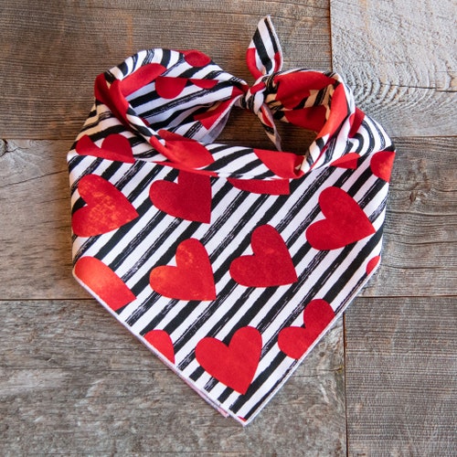 Red Hearts Dog Bandana Valentine's Day Bandana Tie on Etsy