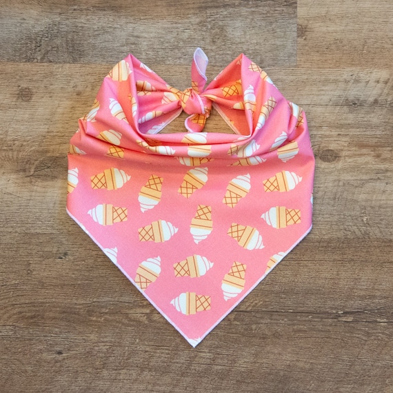 Pink Ice Cream Cones Dog Bandana, Summer Bandana, Tie On Dog Bandana