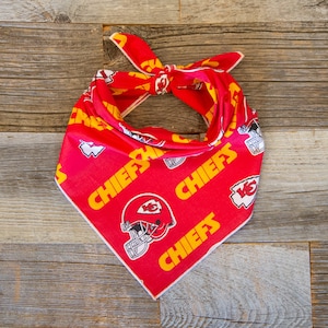 Kansas City Chiefs Dog Bandana, Chiefs Football Tie On Dog Bandana